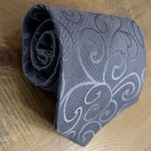 Giorgio Armani Cravatte Silk Navy Blue Swirls Mens Neck Tie Made in Italy
